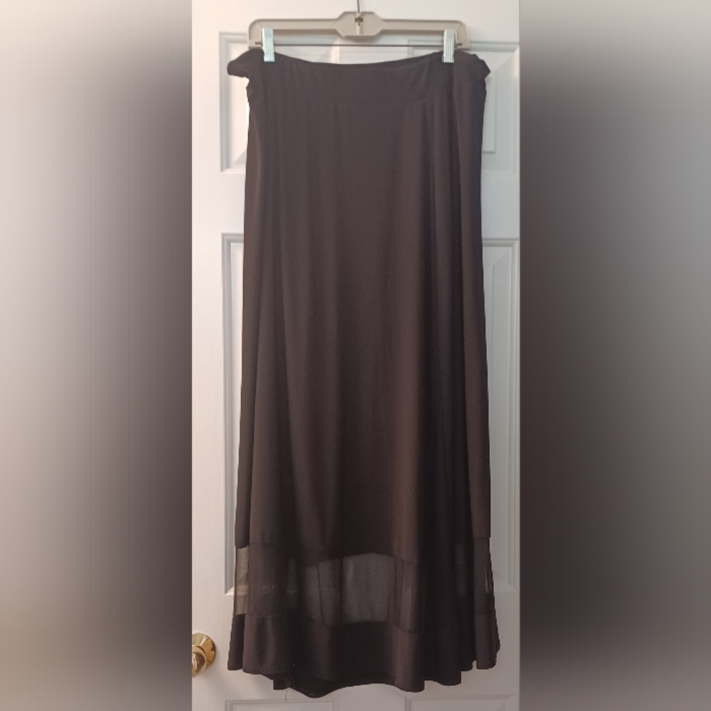 American City Wear 3X Black Sheer Mesh Panel Elastic Waist Pull On Maxi Skirt